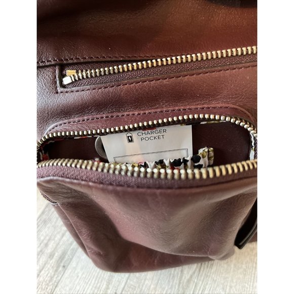 Vera Bradley Women\'s Leather Gallatin Cargo Backpack Burgundy Wine NICE! main image 12